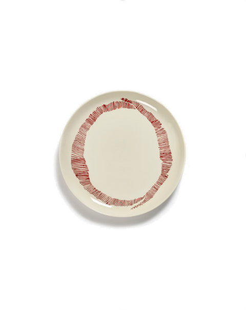 Feast Tableware Starter plate white swirl/red stripes - SERAX
