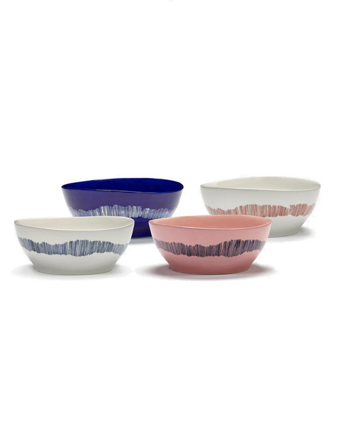 Feast Tableware Bowl L white swirl/red stripes - SERAX