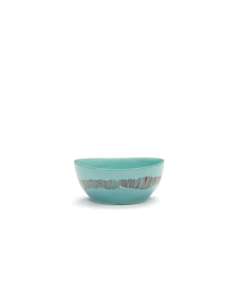 Feast Tableware Bowl S azure swirl/red stripes - SERAX