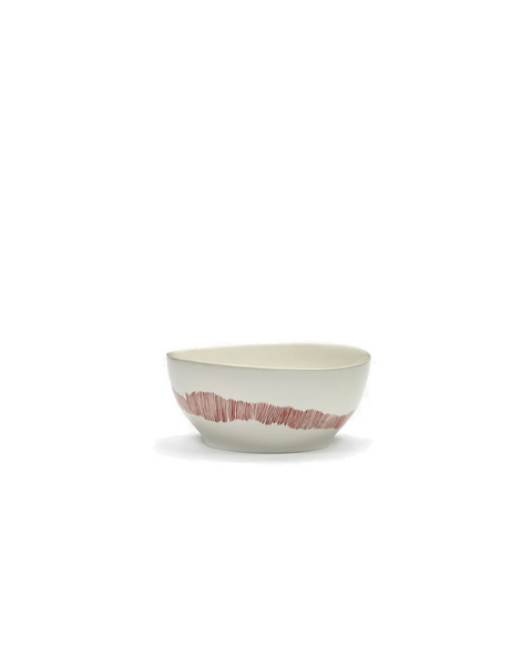 Feast Tableware Bowl S white swirl/red stripes - SERAX