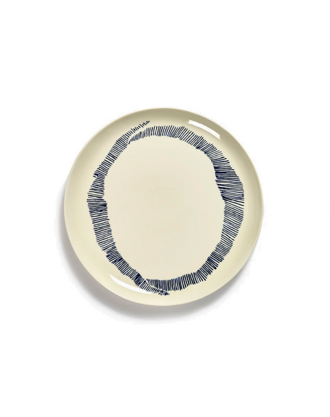 Feast Tableware Dinner plate white swirl/blue stripes - SERAX