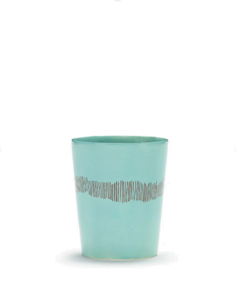 Feast Tableware Tea Cup 33CL azure/red stripes - SERAX