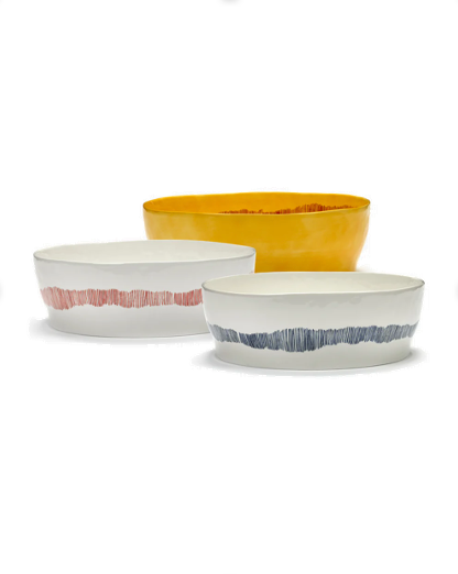 Feast Tableware Salad Bowl yellow/red stripes - SERAX