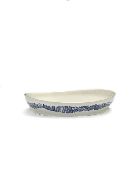 Feast Tableware Deep Serving Plate S white/blue stripes - SERAX