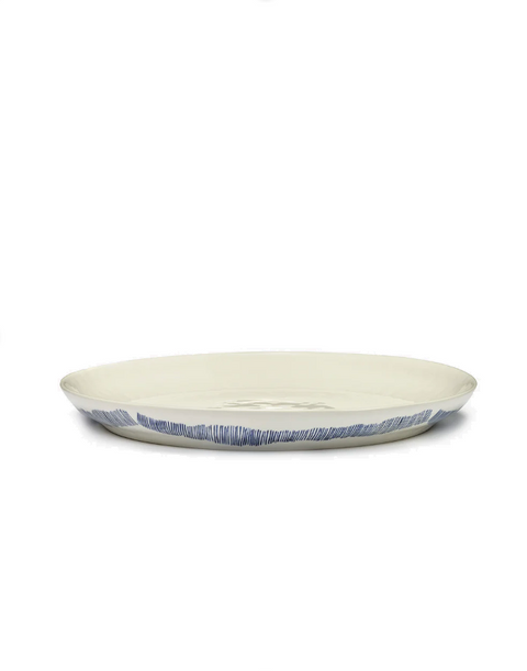 Feast Tableware Serving Plate S white/blue stripes - SERAX
