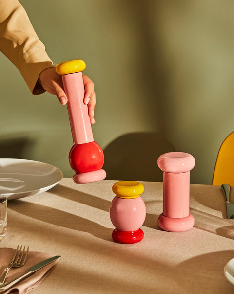 Salt Ettore Sottsass red/yellow/black - ALESSI