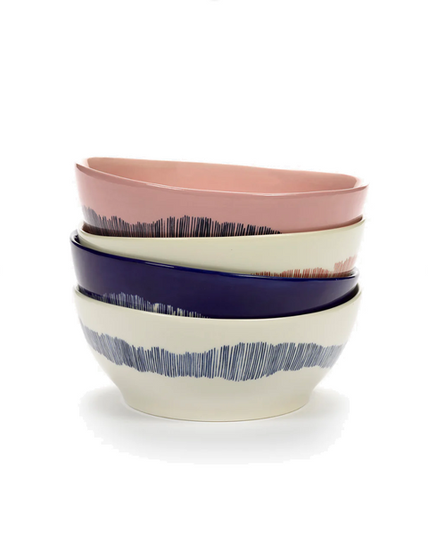 Feast Tableware Bowl L dark blue stripes - SERAX