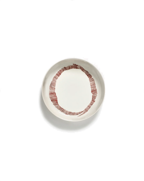 Feast Tableware Deep plate white/red stripes - SERAX