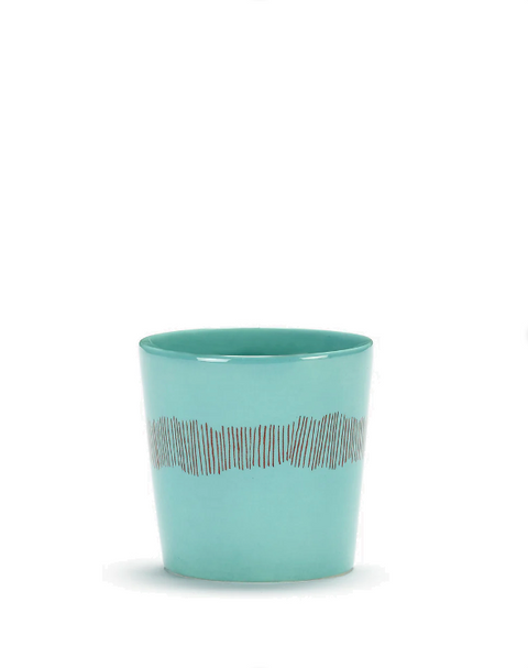Feast Tableware Coffee Cup 25CL azure/red stripes  - SERAX