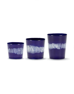 Feast Tableware Tea Cup 33CL dark blue/white stripe - SERAX
