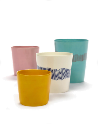 Feast Tableware Coffee Cup 25CL white/blue stripes  - SERAX