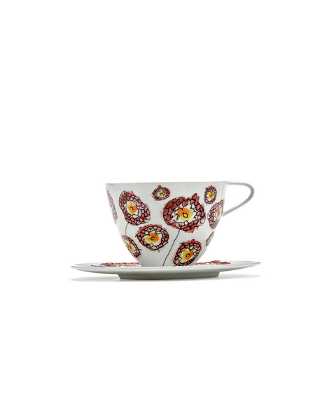 Marni Cappuccino cup with saucer Anemone milk Midnight Flowers - SERAX