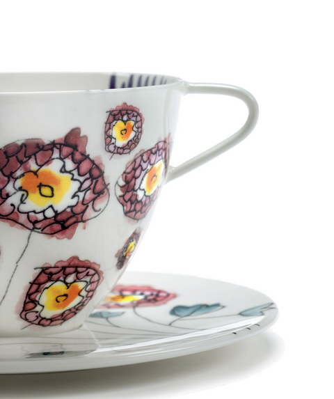 Marni Cappuccino cup with saucer Anemone milk Midnight Flowers - SERAX