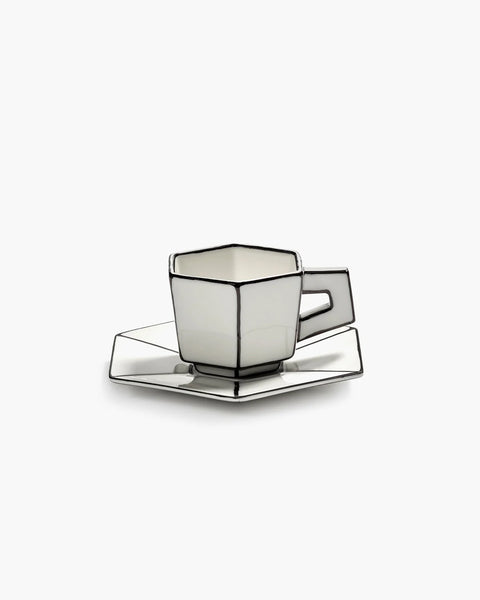 Espresso cup with saucer white - black Carte Blanche - SERAX