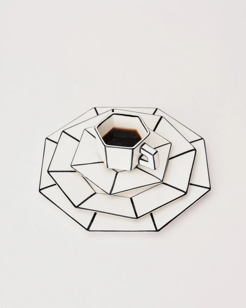 Espresso cup with saucer white - black Carte Blanche - SERAX