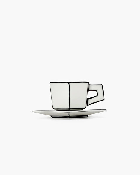 Espresso cup with saucer white - black Carte Blanche - SERAX