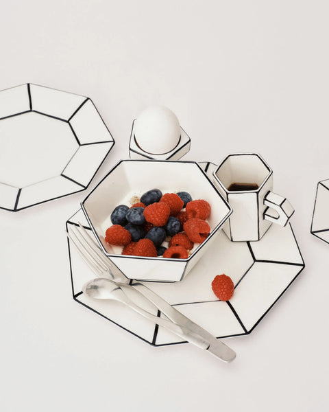 Breakfast bowl white - black Carte Blanche - SERAX